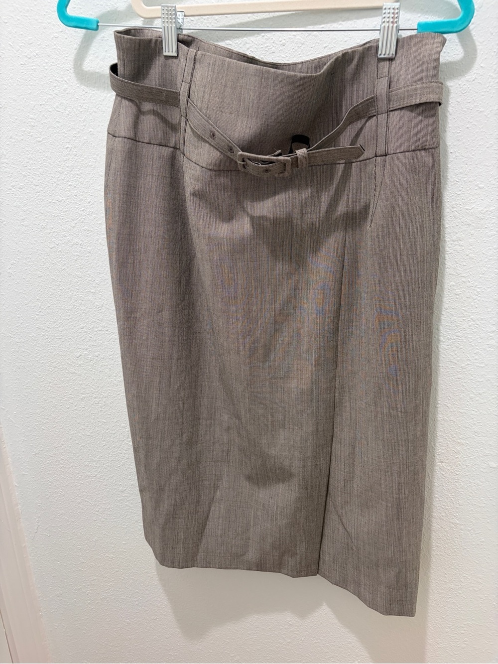 Doncaster Taupe-Brown Pencil Skirt with Waist Belt